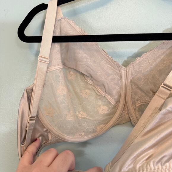 Renaissance Rose Underwire Bra Size 40DDD Tan Lace Unlined Full Coverage 85720 - Picture 8 of 8